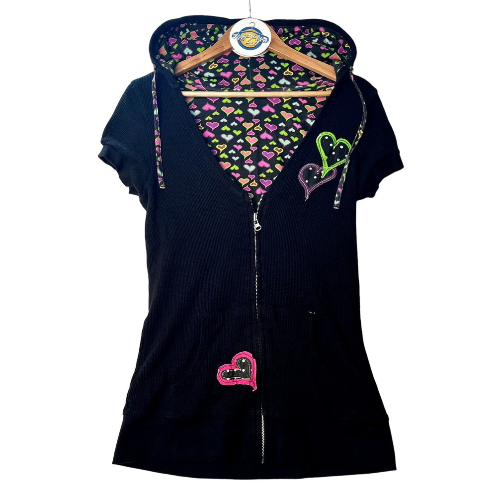 Threads Reversible Short Sleeve Heart Zip-Up Hoodie